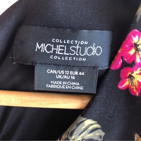 Michel Studio Dress US 12 Floral Party Dress Multi Black Pink Yellow Gre… - Picture 13 of 16